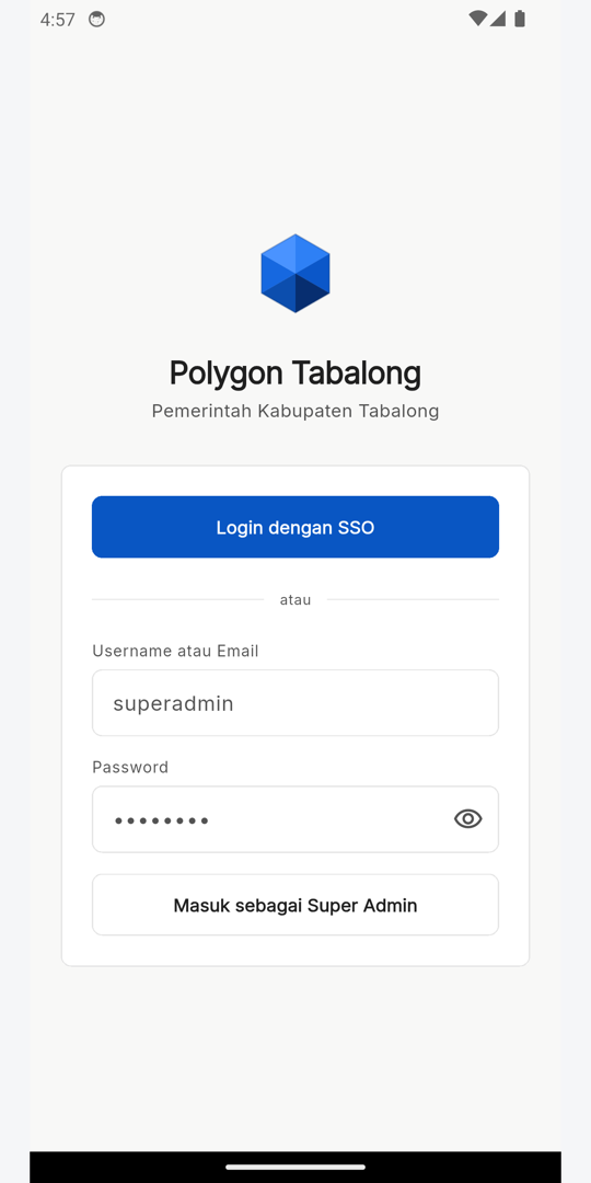 Aplikasi Polygon Tabalong, Masuk dengan SSO instansi