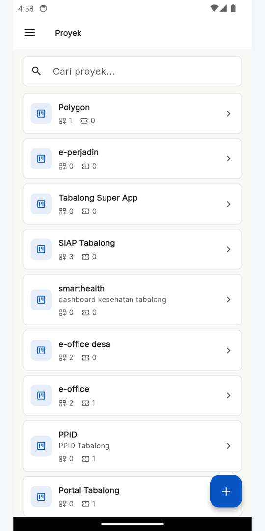 Aplikasi Polygon Tabalong, Proyek & tugas