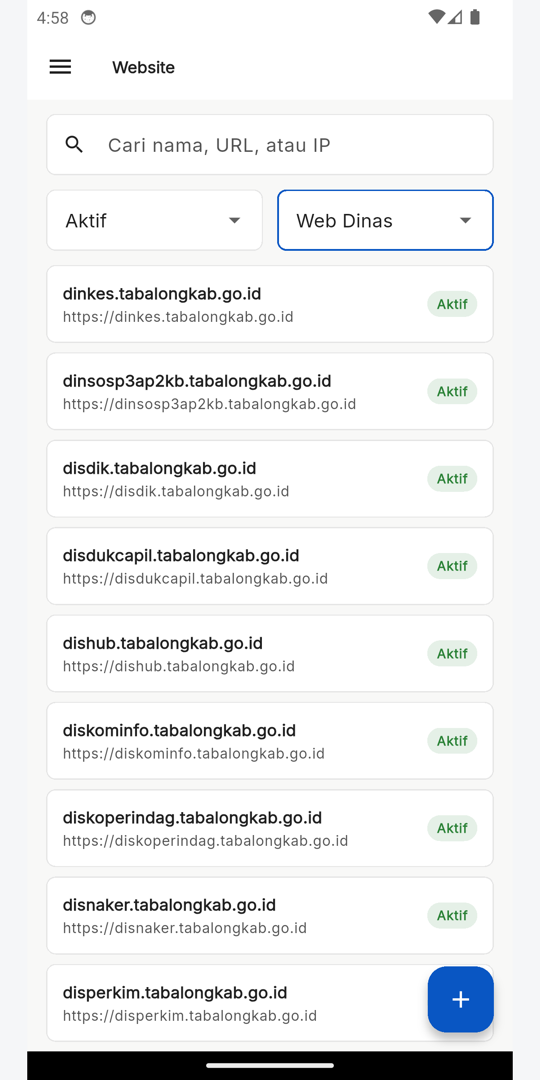 Aplikasi Polygon Tabalong, Monitoring website